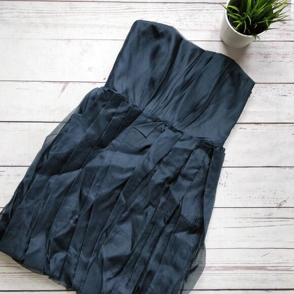 VERA WANG Lavender Label Navy Strapless Silk Evening Cocktail Dress, 12 - Picture 1 of 7